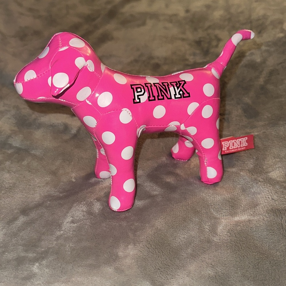 NWOT PINK polka dot stuffed dog 2017 holiday